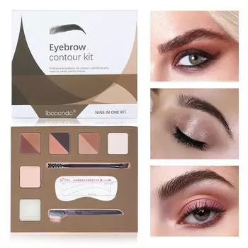 Шестицветная палитра теней для век, осветляющая пудра, перламутровая матовая земля, тени для век, карта для бровей