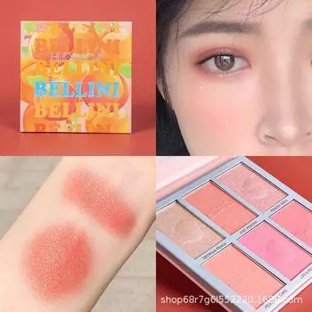 Шестицветный хайлайтер, румяна, тени для век, универсальная пластина, многофункциональная осветляющая лицо, блестящие жемчужные тени для век, студенческий доступный макияж
