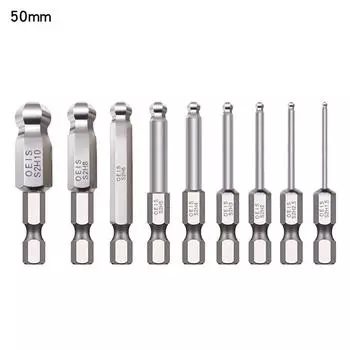 Шестигранная бита 50 мм/1,96 дюйма, шаровая головка из легированной стали, шестигранная шаровая головка H1.5
