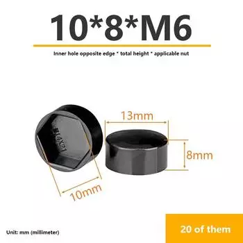 Шестигранная гайка Плоская головка Пластиковый защитный колпачок Винт с наружной шестигранной головкой Низкая головка Декоративный колпачок Пылезащитная крышка 10*8*M6