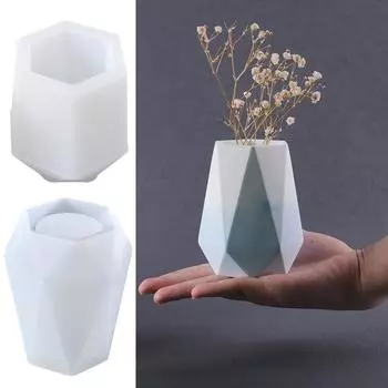 Шестигранные алмазные вазы силиконовые формы для DIY гипсовый бетон держатель для ручек форма для кашпо домашний декор украшение ручной работы подарок
