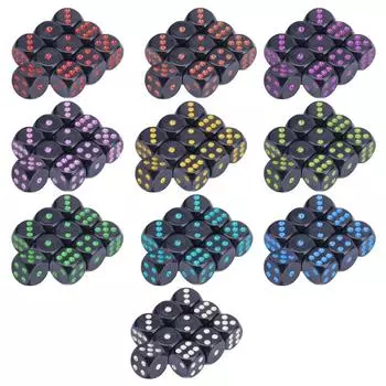 Шестигранные кубики с закругленными углами, упаковка из 10 акриловых кубиков разных цветов толщиной 16 мм.