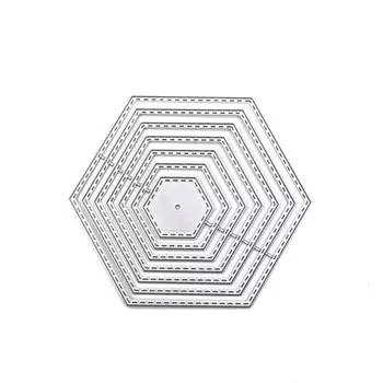 Шестигранные штампы для тиснения Трафарет Металлическая карточка для скрапбукинга Тисненый шаблон для фотоальбома Рамка Штампы Инструменты Ремесло