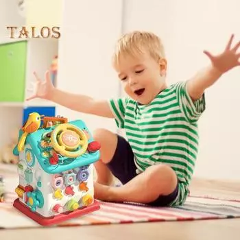 Шестигранный игровой домик для малышей со светодиодной подсветкой, многофункциональный кубик для развития сенсорных навыков у детей, обучающий дошкольный игровой домик разноцветный