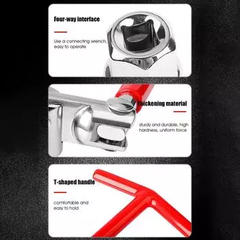 Шестигранный торцевой ключ для снятия автоматического Т-образного ключа для свечей зажигания, вращающийся на 360 градусов инструмент для снятия свечей зажигания для газона мотоциклов красный