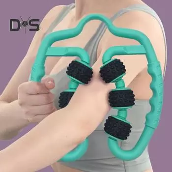 Шестиколесный роликовый массажер для рук, ног, предплечий, икр, снятие боли в мышцах, глубокая релаксация тканей, физиотерапевтический массаж, роликовое колесо чёрный