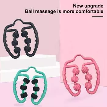 Шестиколесный роликовый массажер для рук, ног, предплечий, икр, снятие боли в мышцах, глубокая релаксация тканей, физиотерапевтический массаж, роликовое колесо чёрный