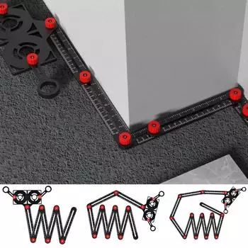 Шестикратная многократная универсальная линейка, многофункциональная складная линейка для перфорации, локатор отверстий в плитке Six folding rule + head