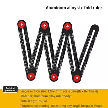 Шестикратная многократная универсальная линейка, многофункциональная складная линейка для перфорации, локатор отверстий в плитке