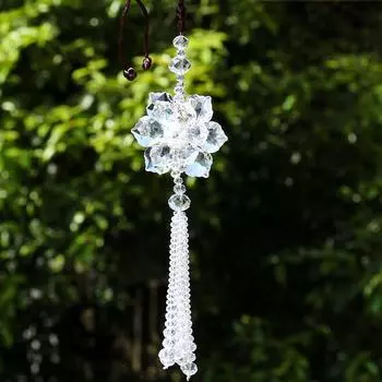 Шестилепестковый цветок, прозрачный кристалл, призма, подвеска, ловец солнца, зеркало заднего вида для салона автомобиля, украшения, аксессуары