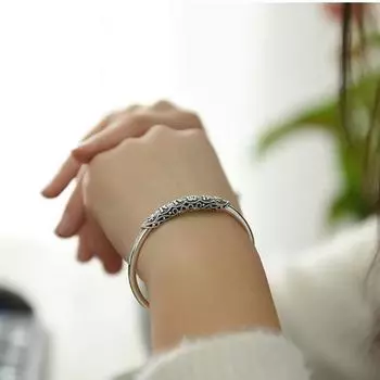 Шестисимвольный браслет, мужской браслет Seiko Conduct, открытый браслет, женский ретро-браслет с санскритом и меридианом в форме сердца