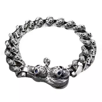 Шестисимвольный серебряный браслет с мантрой 18/20/22 см, ретро хип-хоп, цепочка с черепом, мужская цепочка на день рождения, помолвка, стиль, ювелирное изделие, подарок 20cm