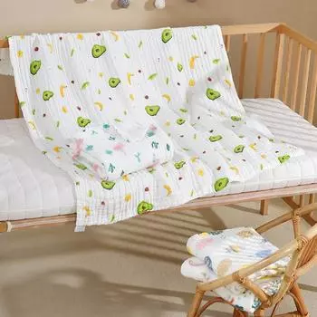 Шестислойное марлевое детское банное полотенце, пеленка для младенцев, детское лоскутное одеяло с принтом, летнее детское банное полотенце с пеной