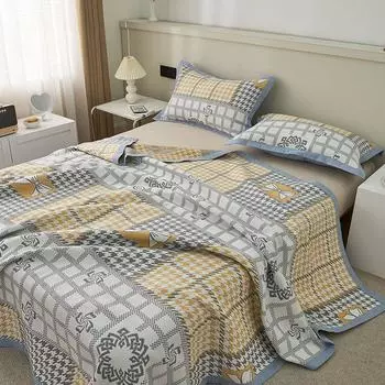 Шестислойное марлевое длинноволокнистое хлопковое покрывало для матери и ребенка, комплект из трех предметов: домашние простыни, юбки, покрывала, пригодные для машинной стирки 150cmx200cm