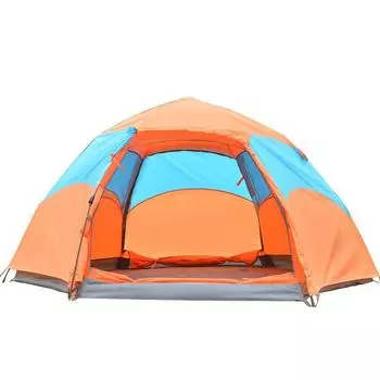 Шестиугольная автоматическая палатка для кемпинга на 3-4 человека, двухслойная непромокаемая палатка для кемпинга 240*240*140cm