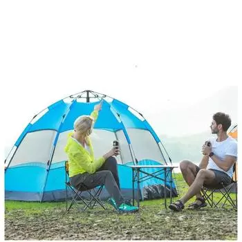 Шестиугольная палатка на 4-6 человек, автоматическая семейная палатка для кемпинга, дикая кемпинговая юрта, двухслойная палатка tent