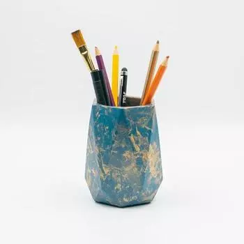 Шестиугольная подставка для ручек из бетона ручной работы | Многофункциональный настольный органайзер, держатель зубных щеток, держатель кистей для макияжа