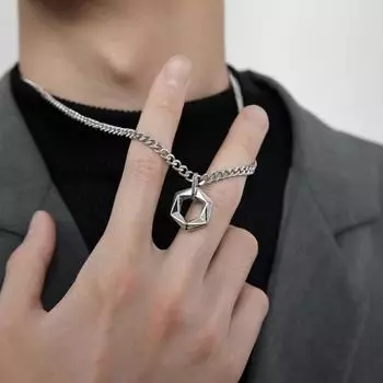 Шестиугольная подвеска с пряжкой OT, брендовое ожерелье в стиле хип-хоп из нержавеющей стали, мужские и женские аксессуары, цепочка на ключицу 50CM