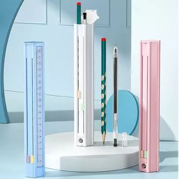 Шестиугольный держатель для ручек, многофункциональный набор канцелярских принадлежностей для студентов с гелевыми ручками, карандашами, линейкой, ластиком Sky Blue