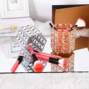 Шестиугольный хрустальный держатель для ручек, кисть для макияжа, горшок, контейнер для хранения, домашний настольный декоративный орнамент золотой