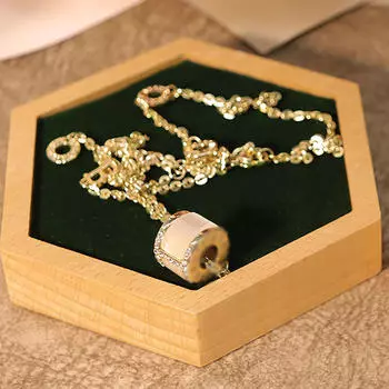 Шестиугольный поднос для ювелирных изделий, органайзер для хранения украшений из дерева Beige White