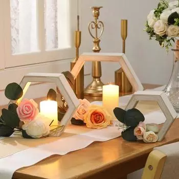 Шестиугольный подсвечник ручной работы в деревенском стиле, украшение для подсвечника на свадьбу S коричневый