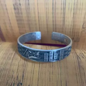 Шестой Патриарх Буддийский Рифма Приливный мужской браслет S999 Чистое Серебро Винтаж Персонализированный Дзен Намерение Ноги Серебряный Открытый Браслет Adjustable size