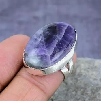 Шеврон Аметист Драгоценный камень ручной работы 925 Серебряное кольцо Ювелирные изделия всех размеров