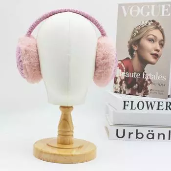 Шевронные вязаные наушники из искусственного меха норки двухцветные диагональные полосы элегантные наушники