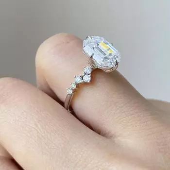 Щедрое женское кольцо с бриллиантом, кольцо с цирконом, универсальные аксессуары No. 5 белого золота