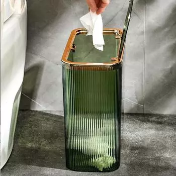 Щелевая бытовая мусорная корзина прозрачная ПЭТ толкаемая водонепроницаемая бумажная корзина с крышкой ванная комната кухня спальня