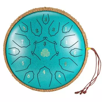 Щелевой барабан 15 звуков 12-дюймовый язычковый барабан ре мажор 10 цветов на выбор Стальной барабан Металлический материал Ударный инструмент Универсальный ручной барабан для хранения