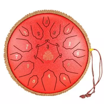 Щелевой барабан 15 звуков 12-дюймовый язычковый барабан ре мажор 10 цветов на выбор Стальной барабан Металлический материал Ударный инструмент Универсальный ручной барабан для хранения