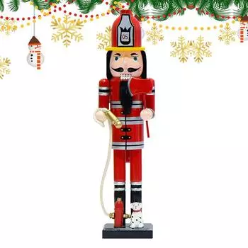 Щелкунчик Рождество 15,7 дюймов Пожарный Щелкунчик Рождественские украшения Деревянная настольная игрушка Орнамент Декоративное искусство Ремесло france
