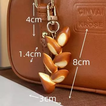 Щелочной Хлеб Круассан Брелок Подвеска Шарм Рога Лося Брелок Ювелирные Изделия Для Девочки Женщины Подарок Украшение Для Сумки