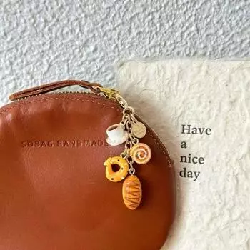 Щелочной хлеб мультфильм брелки сумка-бублик подвеска портативный кофе хлеб брелок для девочек 2 PC