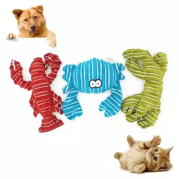 Щенок Краб Ящерица Домашнее Животное Собака Кошки Омар Кукла Мягкая Пищащая Игрушка Для Жеваний зелёный