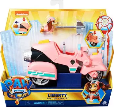 Щенячий патруль Щенячий патруль Фильм DX Базовый автомобиль Liberty Paw Movie Игрушечная машина с коллекционной фигуркой Зарубежная подарочная игрушка Щенячий патруль Товары Патруль,