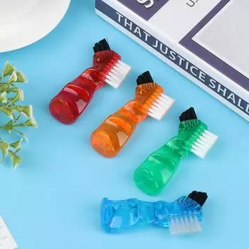 Щетина для чистки зубных протезов и эргономичная резиновая ручка, многослойная щетина зелёный