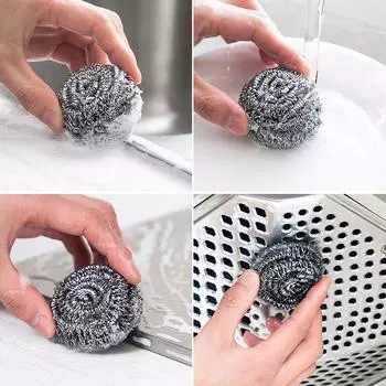 Щетка, аксессуары для ванной комнаты, инструменты для домашней уборки, кухонные шарики из стальной проволоки в мисках, 6 аксессуаров для щеток для чистки 6Pcs/Set