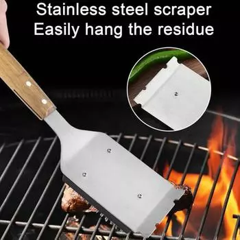 Щетка для барбекю с деревянной ручкой, стальная проволока, щетка для гриля, устойчивая к высоким температурам чистящая щетка для уличного гриля цвет старого дерева