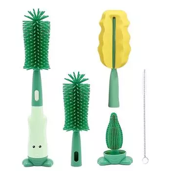 Щетка для бутылочек 3 в 1, щетки для соломинок, щетка для чистки детских бутылочек, бутылочек для воды, молокоотсосов красный