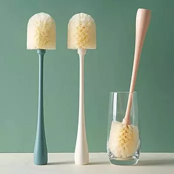 Щетка для бутылок Длинная ручка Съемная головка Удаление грязи Мягкая щетина Чистка без повреждений Удобная ручка Вакуумная чашка Щетка для машины для соевого молока для дома зелёный