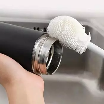 Щетка для бутылок, щетка для мытья бутылок с длинной ручкой, подходит для чистки емкостей с узким горлом, вакуумных спортивных бутылок, стаканов белый