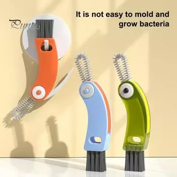 Щетка для чистки 3 в 1, компактная конструкция, крючкообразная щетка для удаления пятен, моющиеся стаканы, бутылки, щетка для чистки сложных пятен зелёный