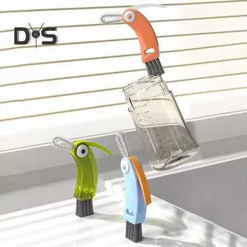 Щетка для чистки 3 в 1, компактная конструкция, крючкообразная щетка для удаления пятен, моющиеся стаканы, бутылки, щетка для чистки сложных пятен синий
