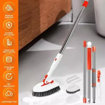 Щетка для чистки 3 в 1, многофункциональная, с длинной ручкой, съемная губка, щетка для чистки пола, керамической ванны, автомобиля, инструмента