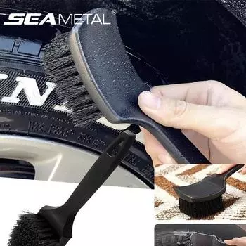 Щетка для чистки автомобильных колес SEAMETAL с длинной ручкой, щетка для чистки ступиц колес, шин и ободов 1pc чёрный