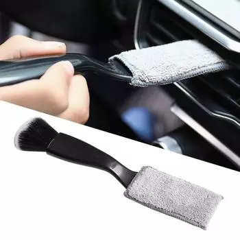Щетка для чистки автомобиля 2-в-1 с мягкой щетиной, портативная, эффективная, противодеформируемая, дуговая ручка, удобная ручка, щетка для чистки автомобиля чёрный