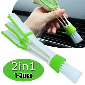 Щетка для чистки автомобиля 2 в 1, очиститель вентиляционных отверстий кондиционера, для детейлинга, удаления пыли с жалюзи, щетка для чистки выпускного отверстия автомобиля, универсальный 3pcs